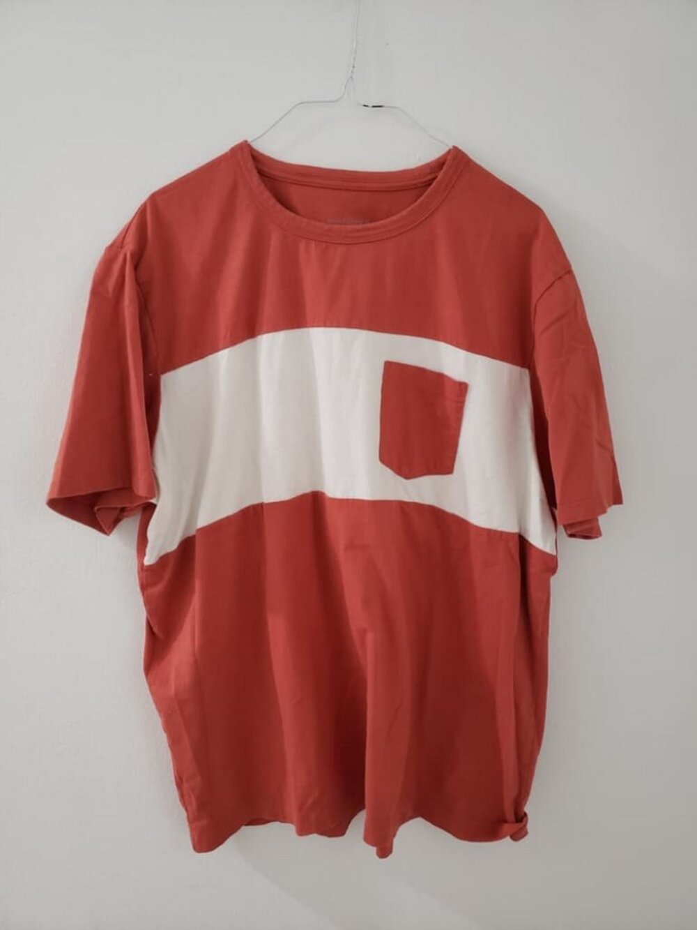 LL Bean Men’s Rust Orange Terracotta Pocket T-shirt Size XL Cotton